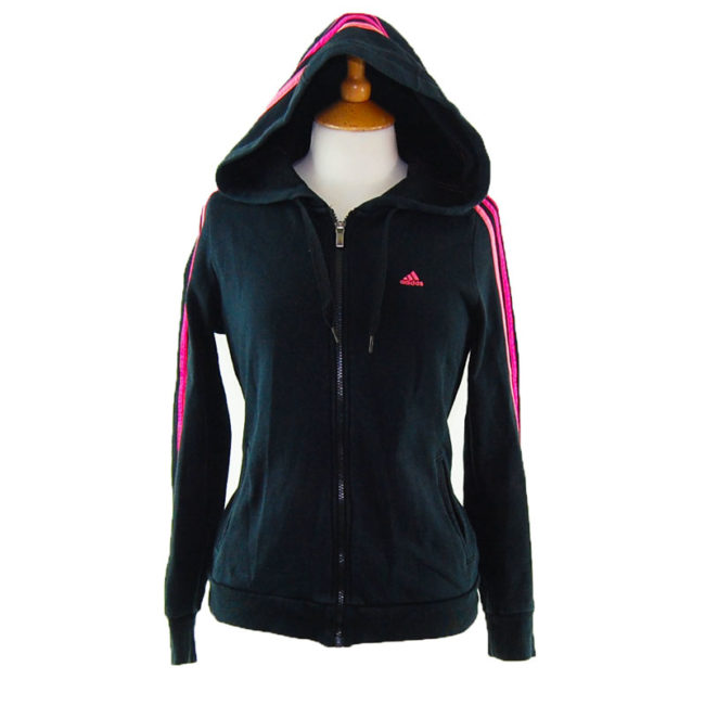 Classic Black and Pink Adidas Zip Up Hoodie