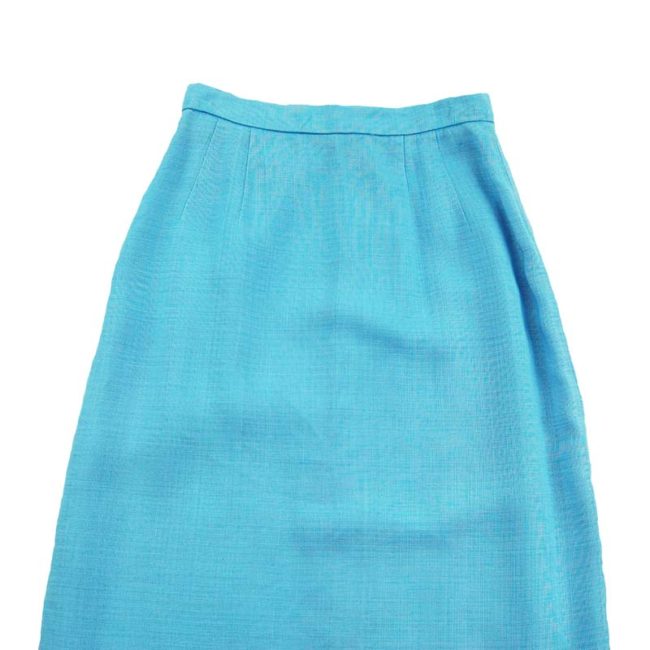 close up of 60s Baby Blue Pencil Skirt Petite Sizing