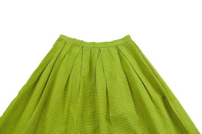 close up of 60s Yellow And Green Striped Skirt