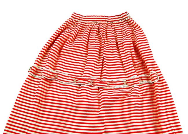 close up of 70s Candy Stripe A-Line Skirt