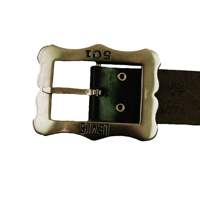 close up of 80s Black Vintage Levis 501 Belt