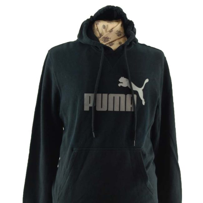 close up of Black And Grey Puma Pullover Hoodie