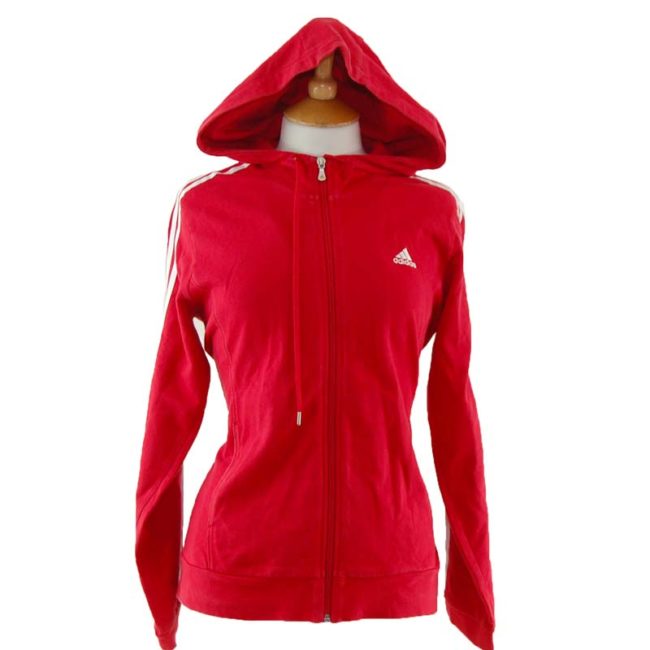 close up of Red Adidas Zip Up Hoodie