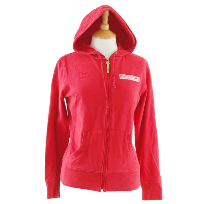 close up of Red Erima Fitness Zip Up Hoodie