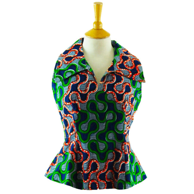 70s African Print Sleeveless Top