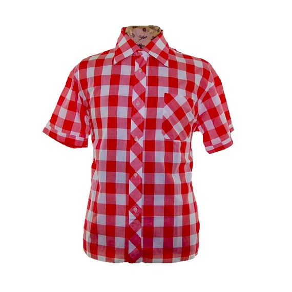 70s Red Gingham Short Sleeve Shirt 