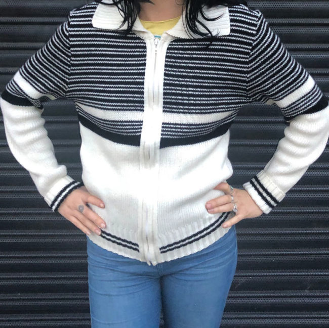 70s Striped Two Tone Cardigan