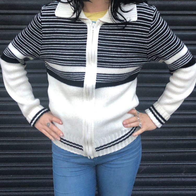 70s Striped Two Tone Cardigan