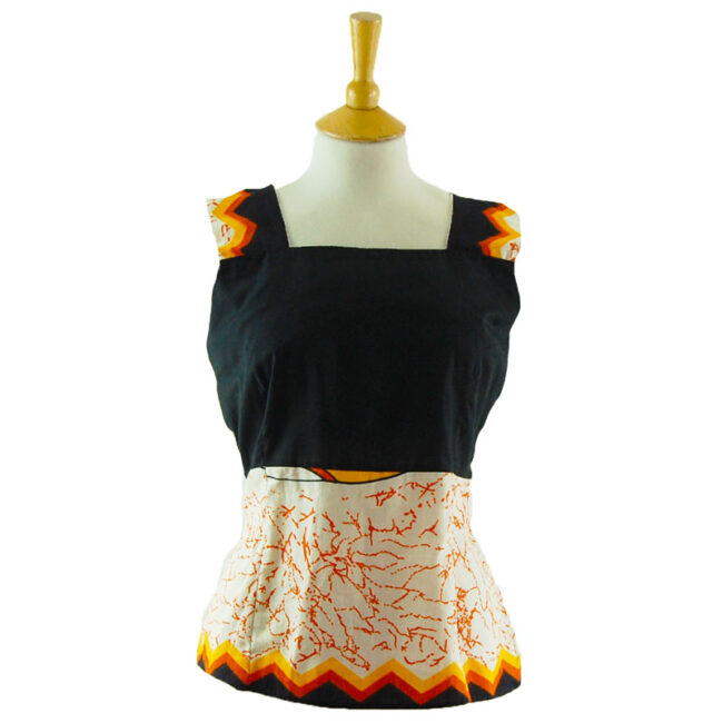 70s Vintage Black And Orange Tank Top