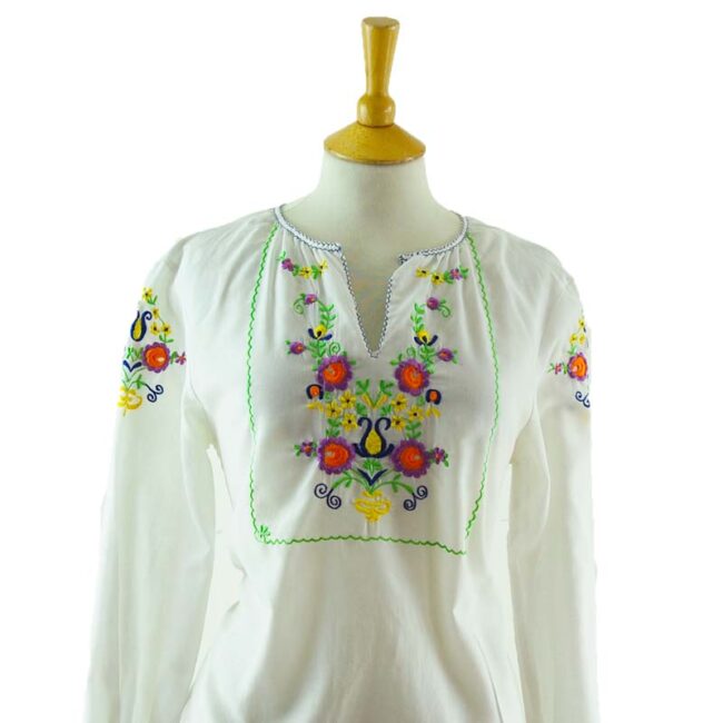 70s White Peasant Blouse