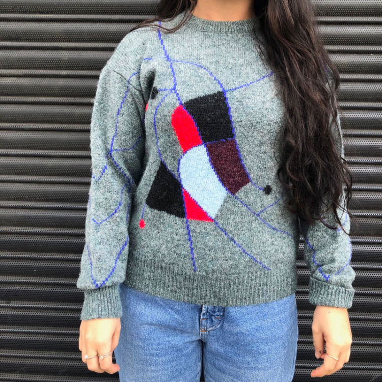 90s Abstract Pure Wool Jumper