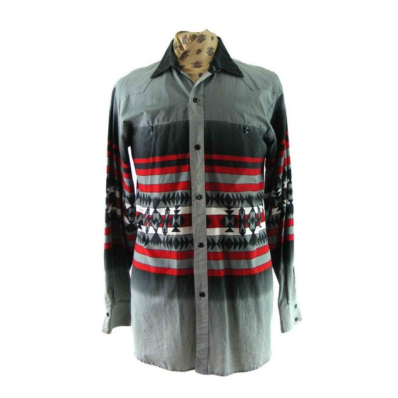 90s South West Print Western Shirt