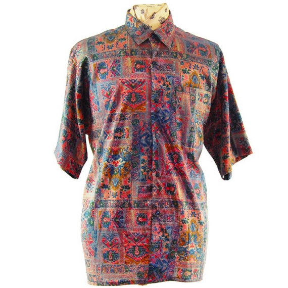 90s Vintage Burgundy Silk Shirt 