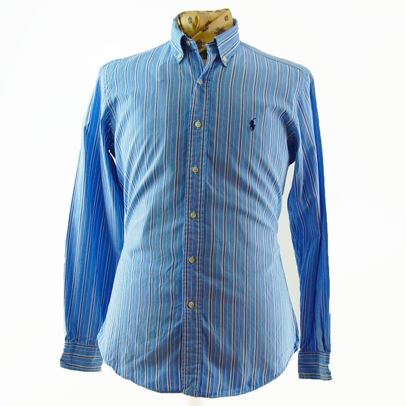 Ralph Lauren Blue Pinstripe Shirt - UK S - Blue 17 Vintage Clothing