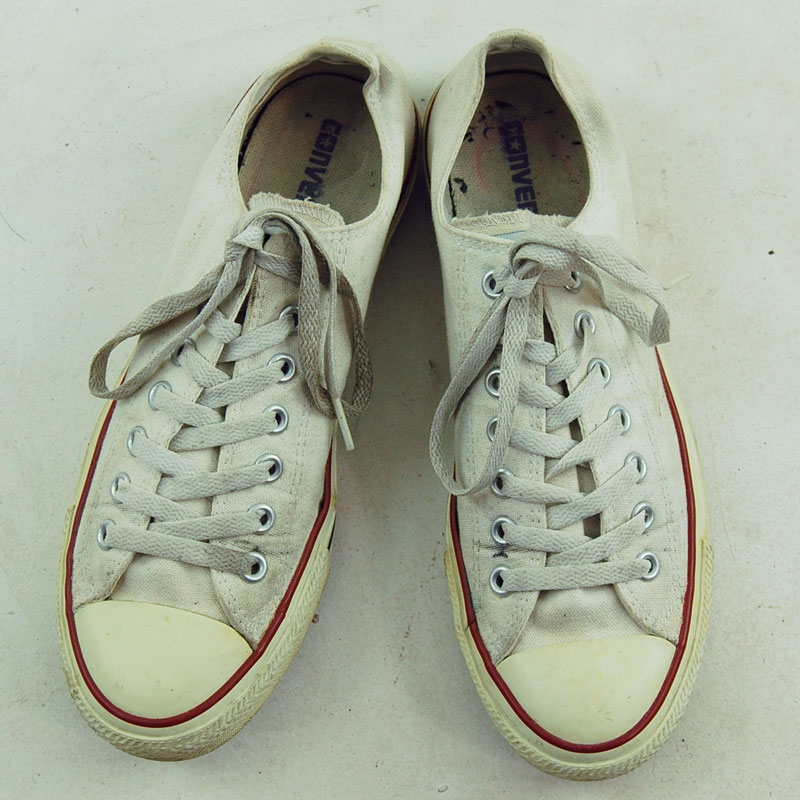 Vintage White Converse All Stars - Mens 8.5 - Blue 17 Vintage Clothing