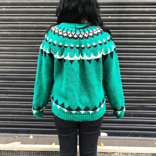 back of 90s Forest Green Scandinavian Jumper