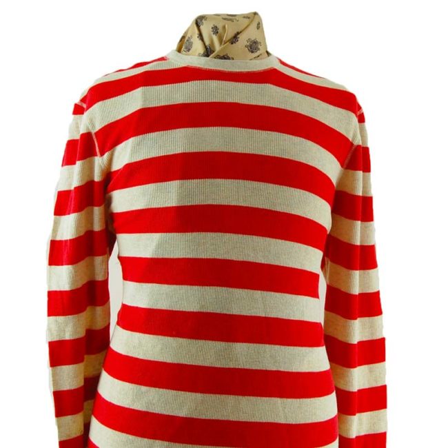 close up of Mens Stripped Long Sleeve Tee Shirt