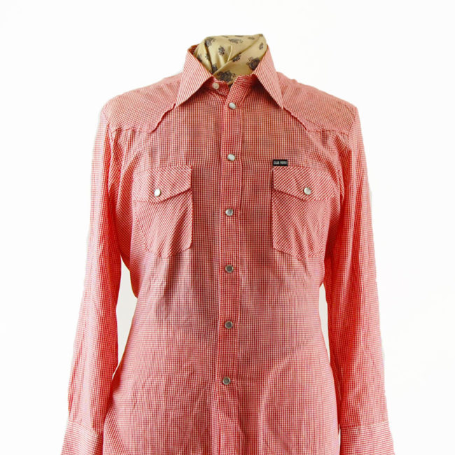 Red Small Gingham Western Shirt - L - Image 2