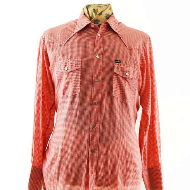 close up of Small Gingham Red Western Shirt