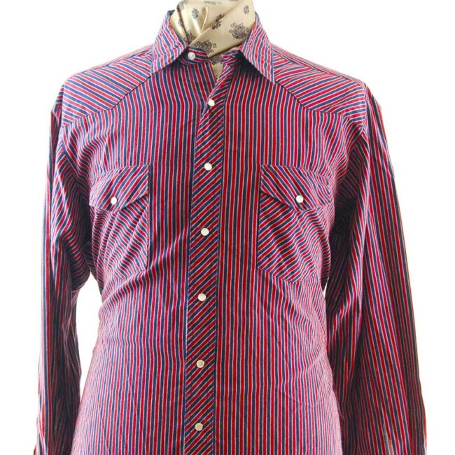 close up of Wrangler Pinstripe Western Shirt