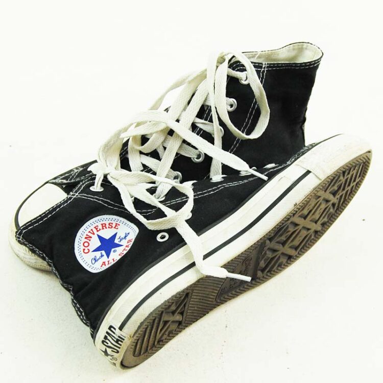 Black Converse Basketball Shoes 90s Mens 6 Blue 17 Vintage Clothing
