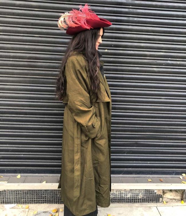 side of Womens Vintage Trench Coat