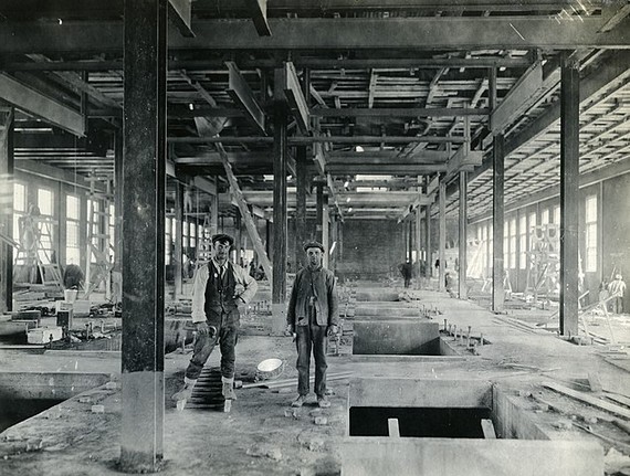 Two workers at construction site, 1925 Two workers at construction site, 1925