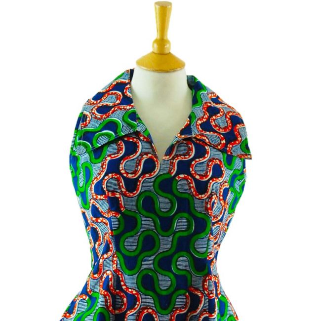 close up of 70s African Print Sleeveless Top