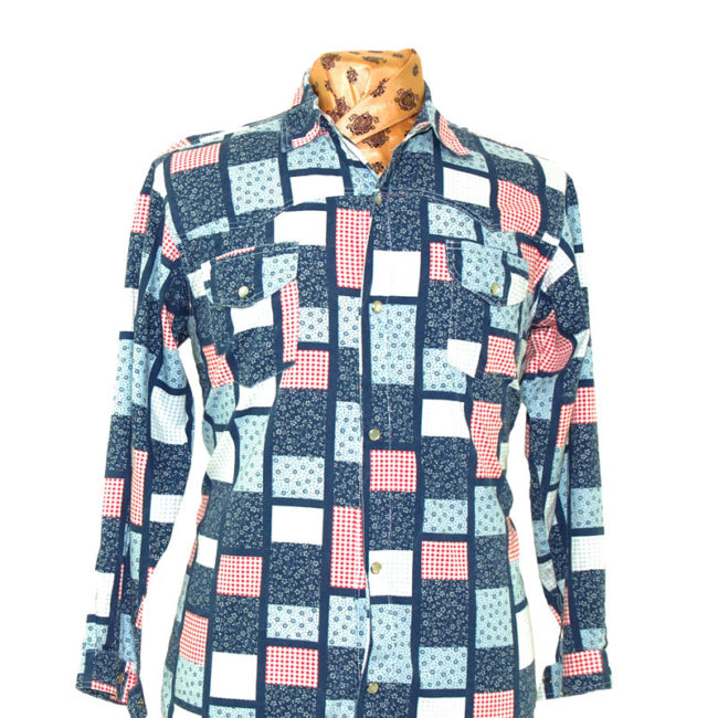 close up of Collage Print Western Shirt