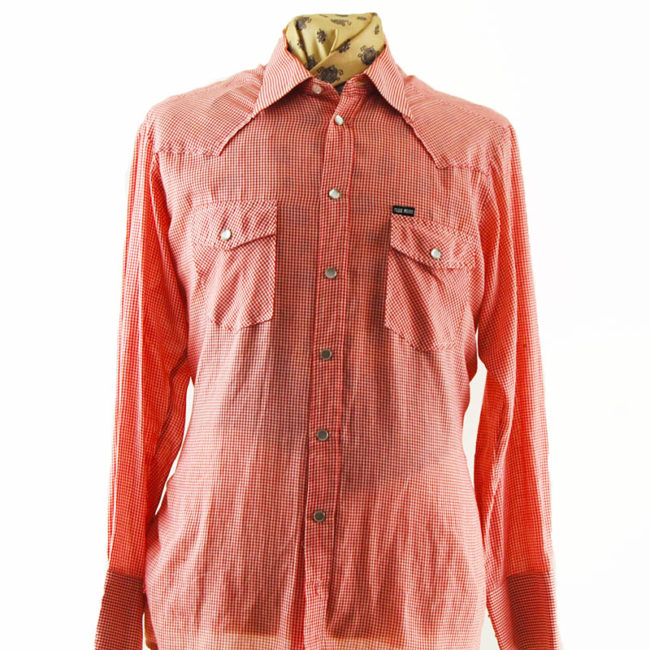 close up of Small Gingham Red Western Shirt