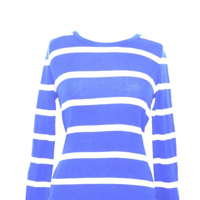 close up of Vibrant Blue Long Sleeve Tee Shirt