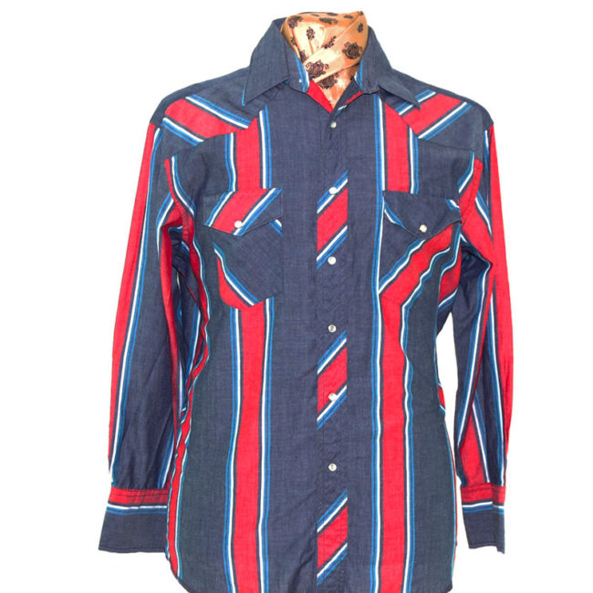 close up of Wrangler Multicolored Striped Western Shirt
