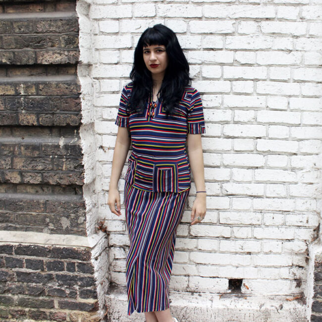 1940s Rainbow Stripes Dress