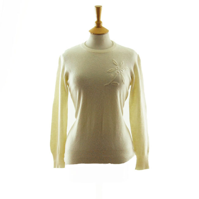 50s Pure Wool White Sweater