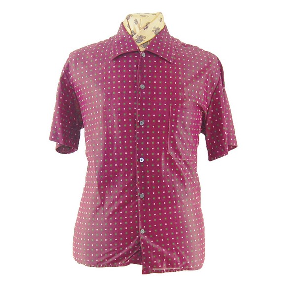 mens retro shirts_60s Purple Nylon Short Sleeve Shirt