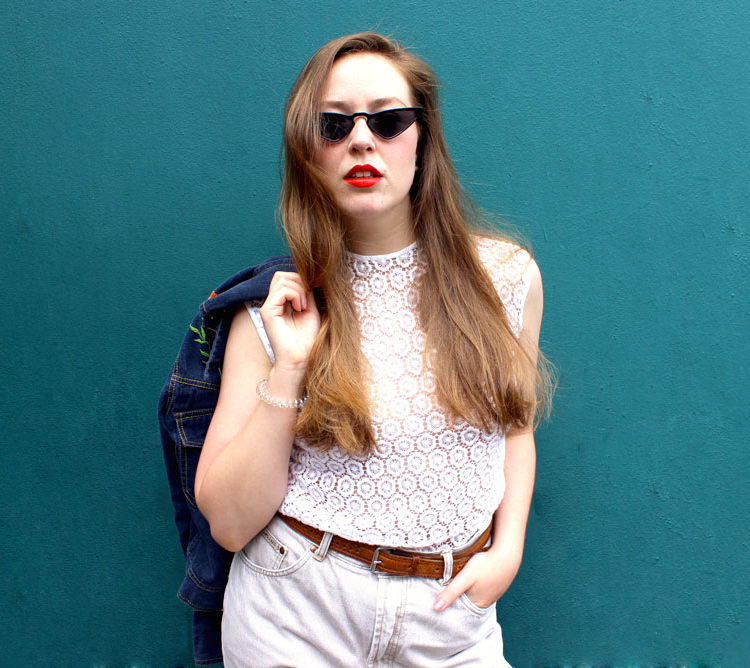 60s Vintage White Floral Lace Vest