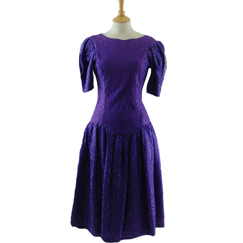 80's Bright Purple Wrap Front Party Dress by April Rain