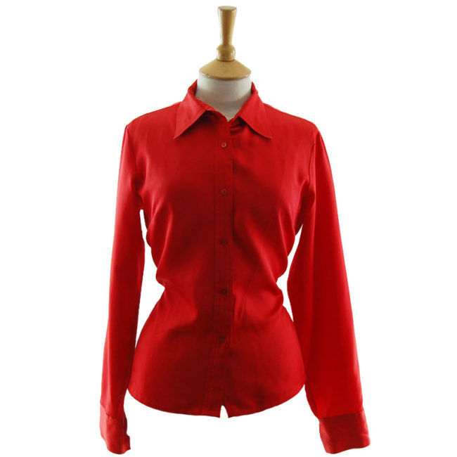 70s Red Western Blouse