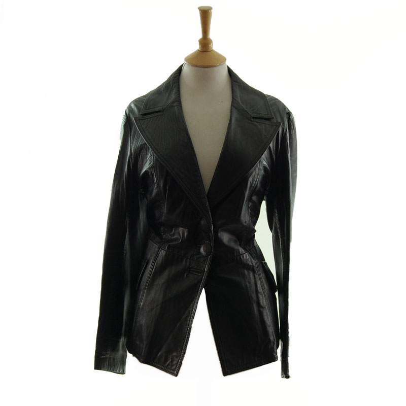 70s Vintage Black Leather Jacket