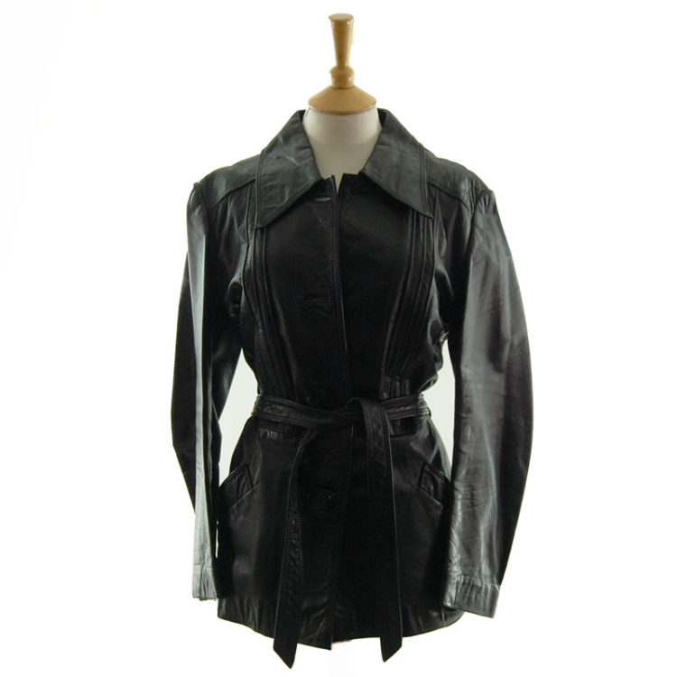 70s Vintage Jet Black Leather Jacket