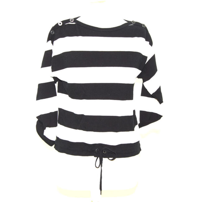 Black And White Long Sleeve Tee Shirt - 14