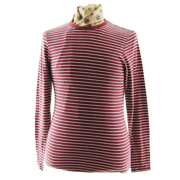 Old Navy Burgundy Striped Tee Shirt