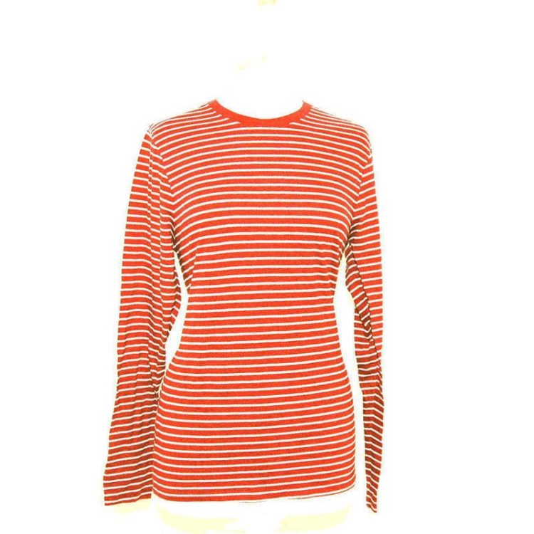 Orange French Striped Long Sleeve Tee Shirt