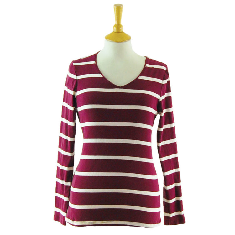 Womens Striped Long Sleeve Tee Shirt