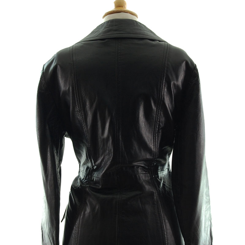 back of 70s Vintage Black Leather Jacket