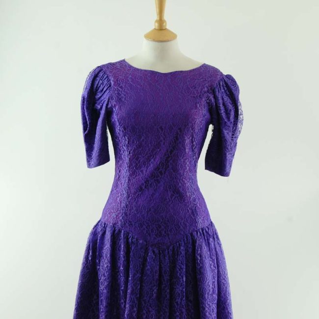 close up of 80s Purple Evening Dress