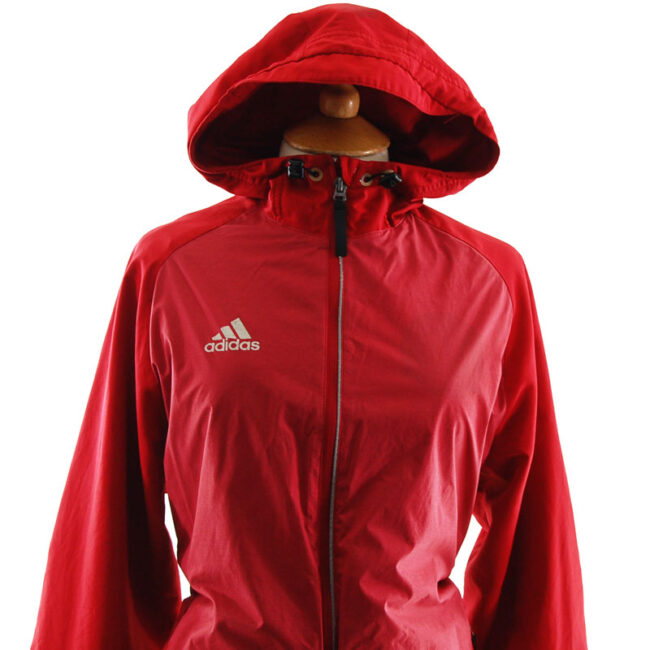 close up of Adidas Red Windbreaker Jacket