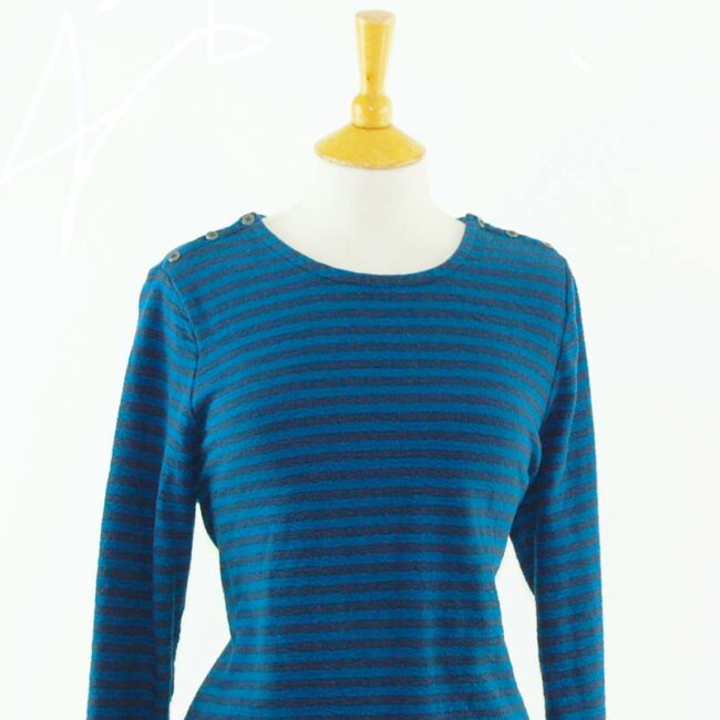 close up of Cotton Blue Long Sleeve Tee Shirt