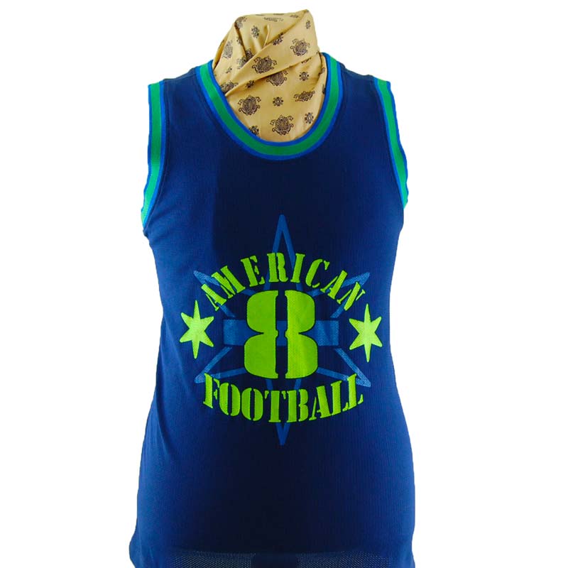 Mens American Football Vest Top - Blue 17 Vintage Clothing