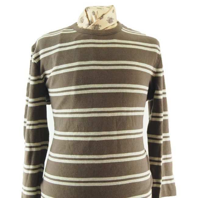 close up of Mens Striped Long Sleeve Tee Shirt